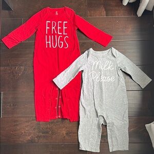 Baby Gap 2-pack Rompers Jumpsuits Playsuits PJs Free Hugs and Milk Please